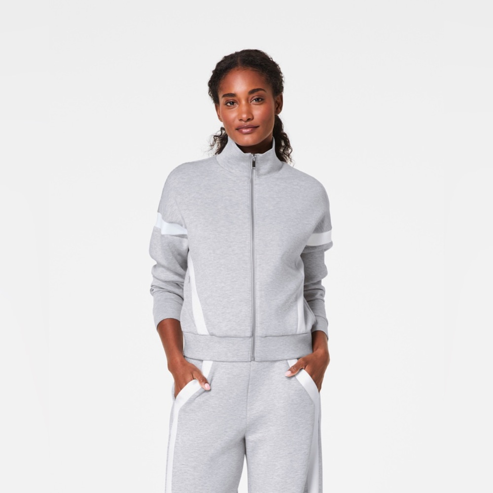 SPANX AirEssentials Track Jacket Gray White